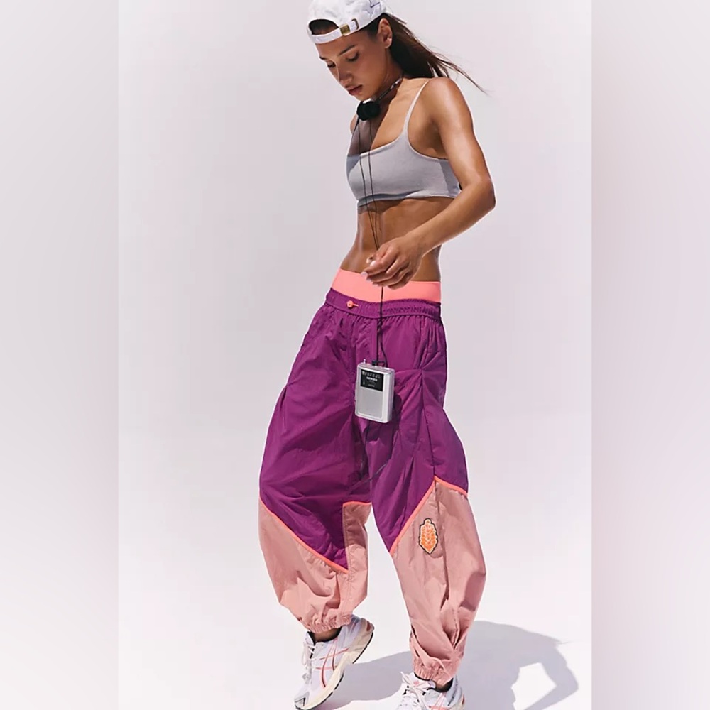 Free People FP Movement Freeflow Colorblock Joggers Purple Pink Mulberry XS NWT